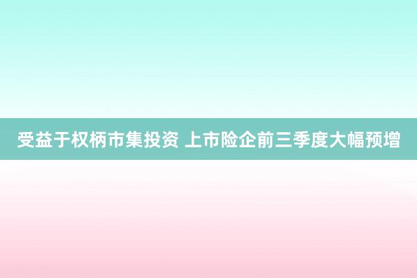 受益于权柄市集投资 上市险企前三季度大幅预增